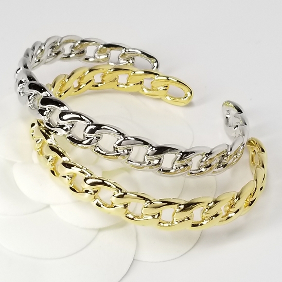 NEW Chain Links Open Cuff Bracelet Bangle - Picture 3 of 9